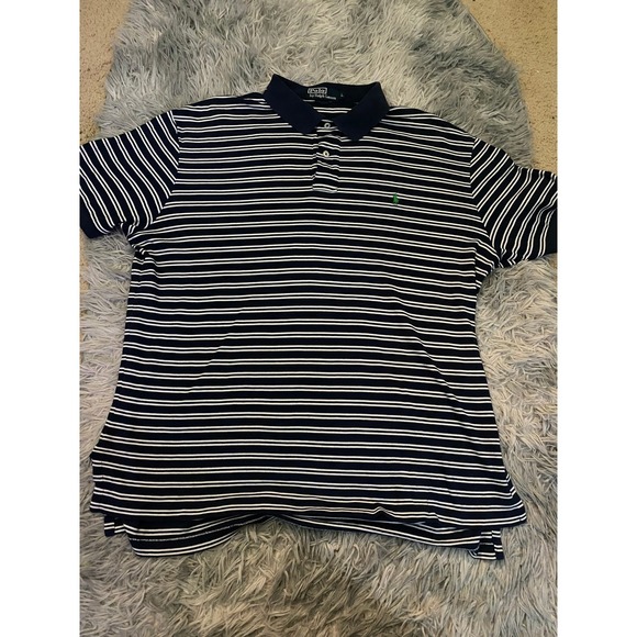 Polo Ralph Lauren Men's Striped Polo Shirt Navy/White Size L Classic Fit - Picture 1 of 4